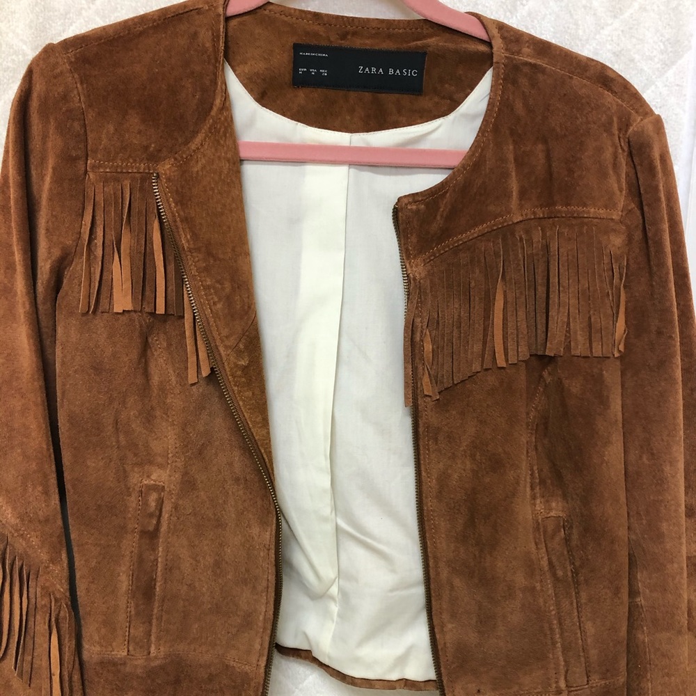 Zara brown fringe jacket